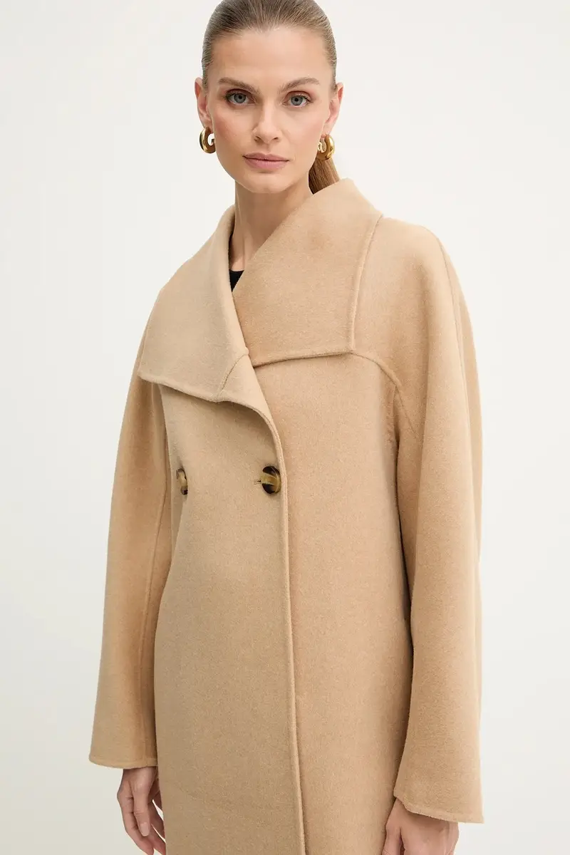 cappotto con lana colore beige XW000715 AF16216 miniatura 4