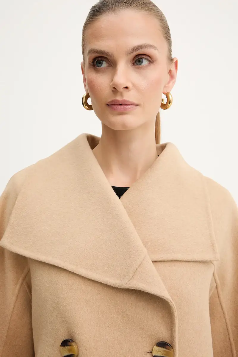 cappotto con lana colore beige XW000715 AF16216 miniatura 5