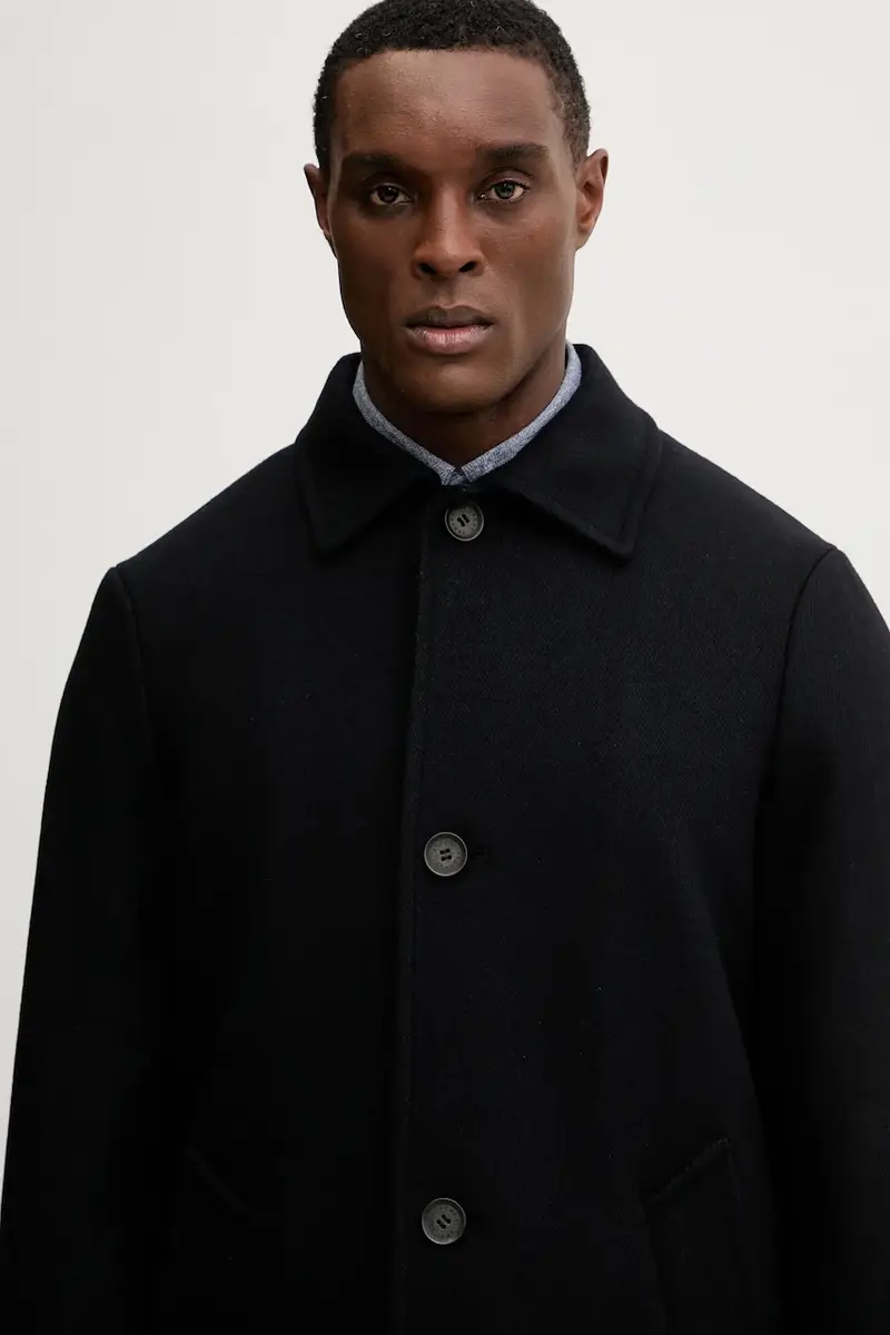 cappotto con lana colore blu navy XM001121 AF18943 miniatura 4