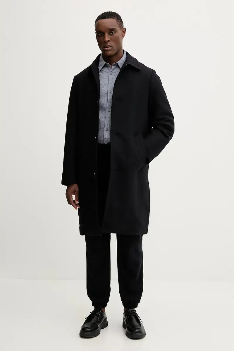 cappotto con lana colore blu navy XM001121 AF18943