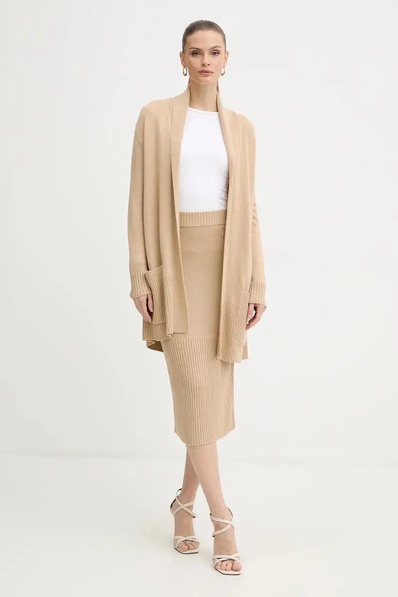 cardigan con lana colore beige XW000766 AF13774 miniatura 2