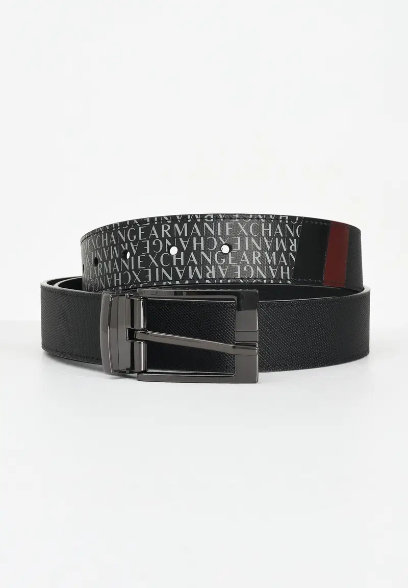 ARMANI EXCHANGE Cintura double face nera da uomo