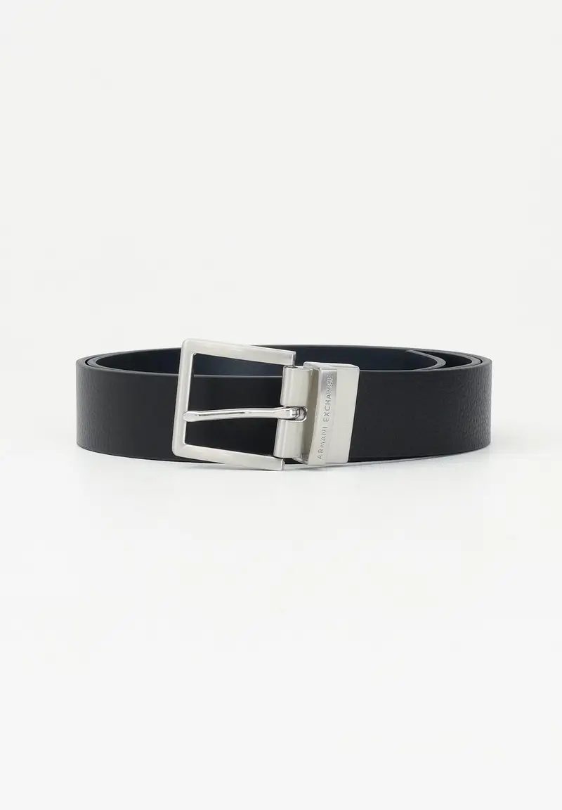 ARMANI EXCHANGE Cintura double face nera e blu da uomo