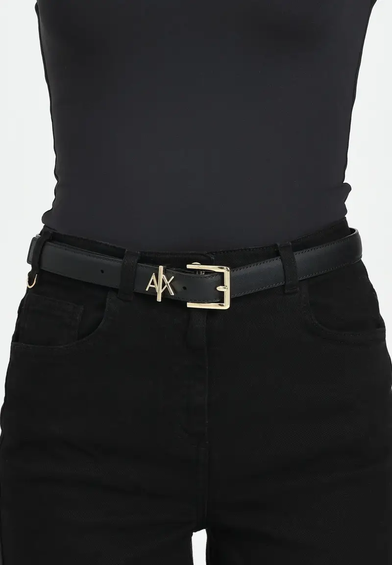 ARMANI EXCHANGE Cintura nera da donna con fibbia A|X miniatura 2