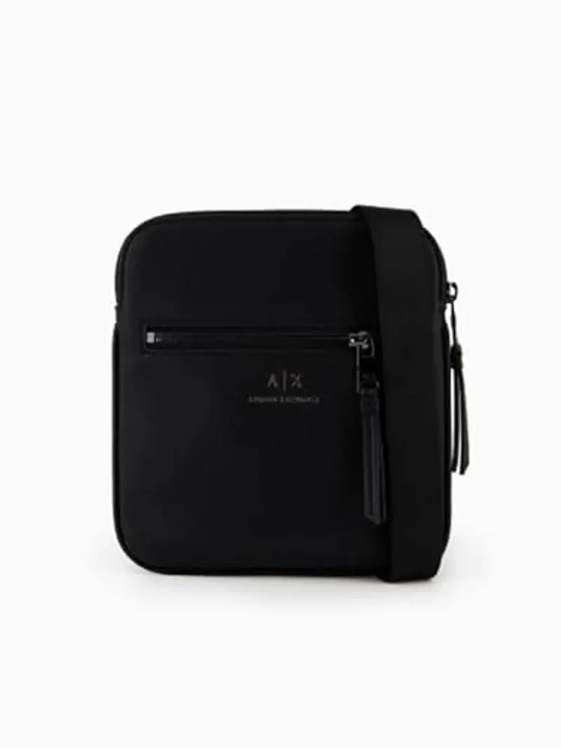 Armani Exchange Essential, Dino, Flat Crossbody, Tracolla Uomo, Black