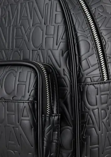 Armani Exchange Essential, Liz, Big Zipped Frontal Pocket, Logo Pattern, Look Casual, Tasca Donna, Nero, Einheitsgröße miniatura 2