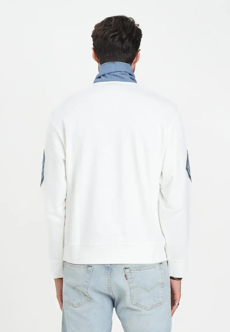 ARMANI EXCHANGE Felpa a mezza zip bianca da uomo caratterizzata da un originale inserto miniatura 2