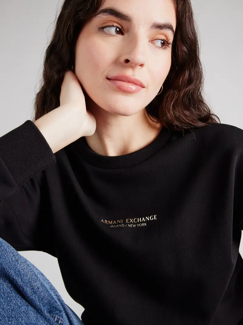 ARMANI EXCHANGE Felpa beige / nero miniatura 3