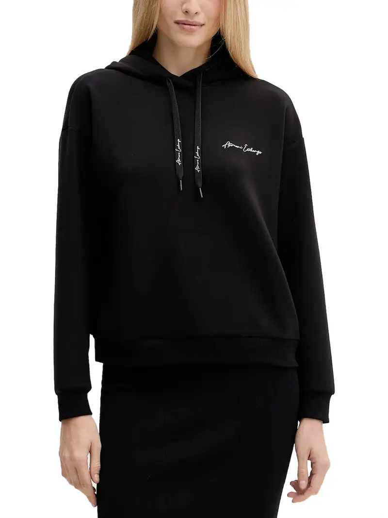 felpa cappuccio armani exchange da donna - nero