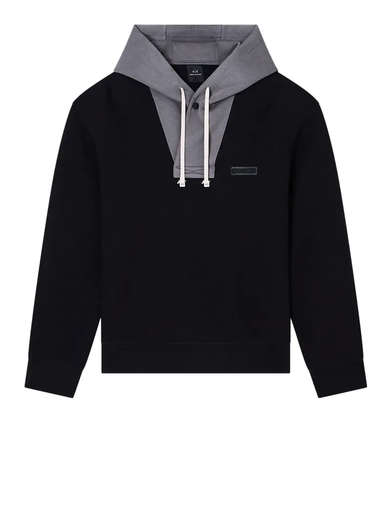 felpa cappuccio armani exchange da uomo - nero