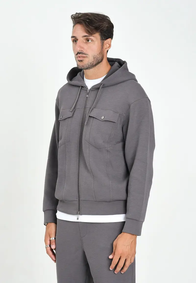 ARMANI EXCHANGE Felpa con zip grigia da uomo