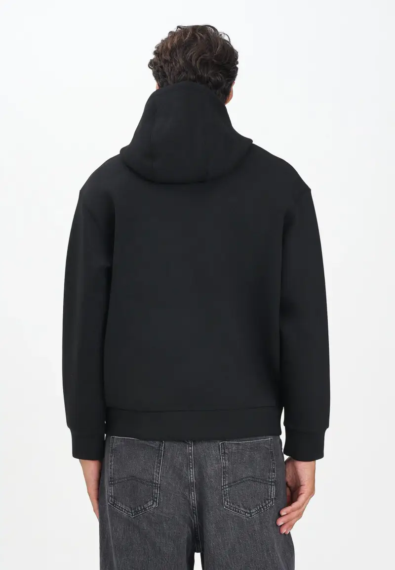 Felpa con zip nera da uomo miniatura 3