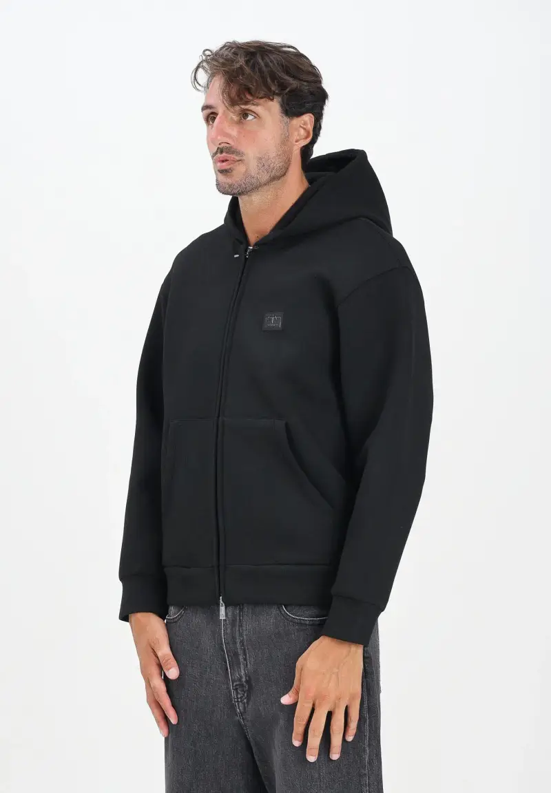Felpa con zip nera da uomo