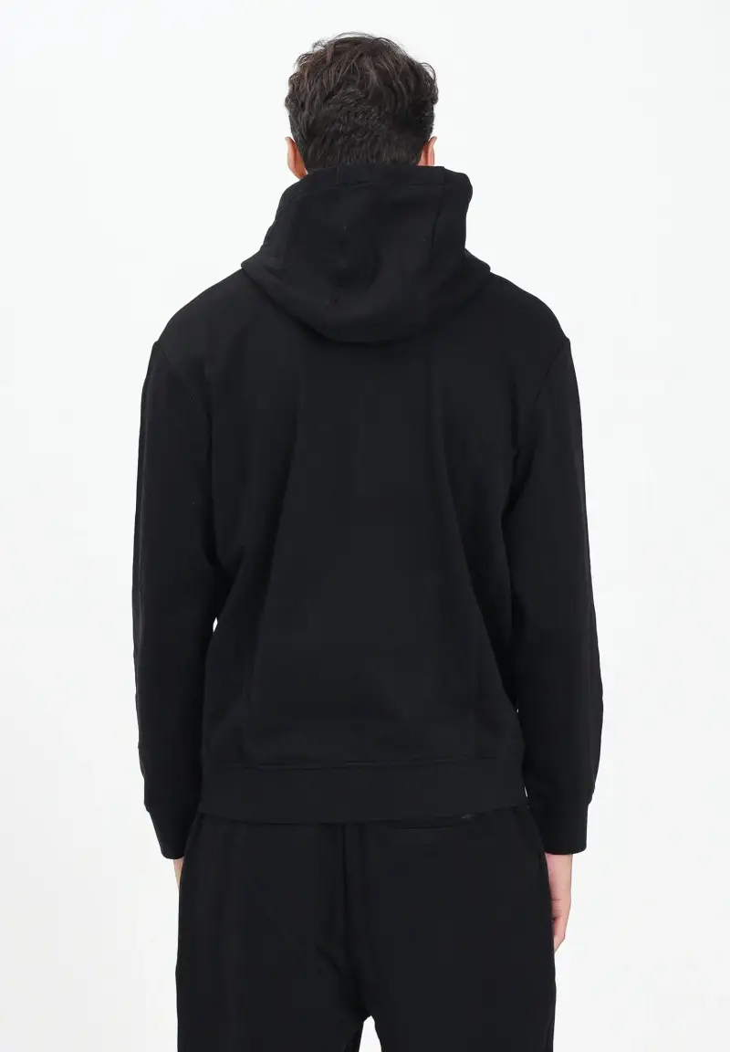 Felpa con zip nera da uomo rifinita da stampa logo miniatura 3