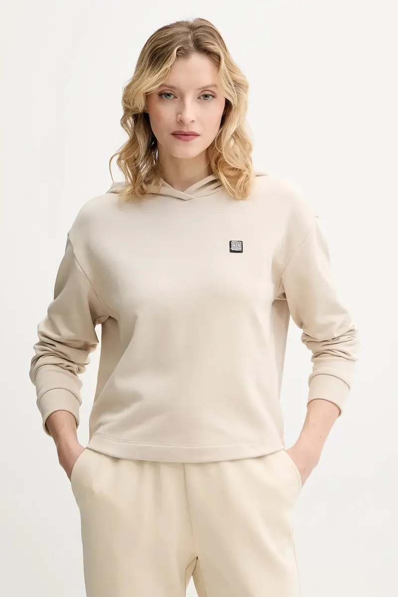 felpa donna colore beige con cappuccio XW000087 AF10172