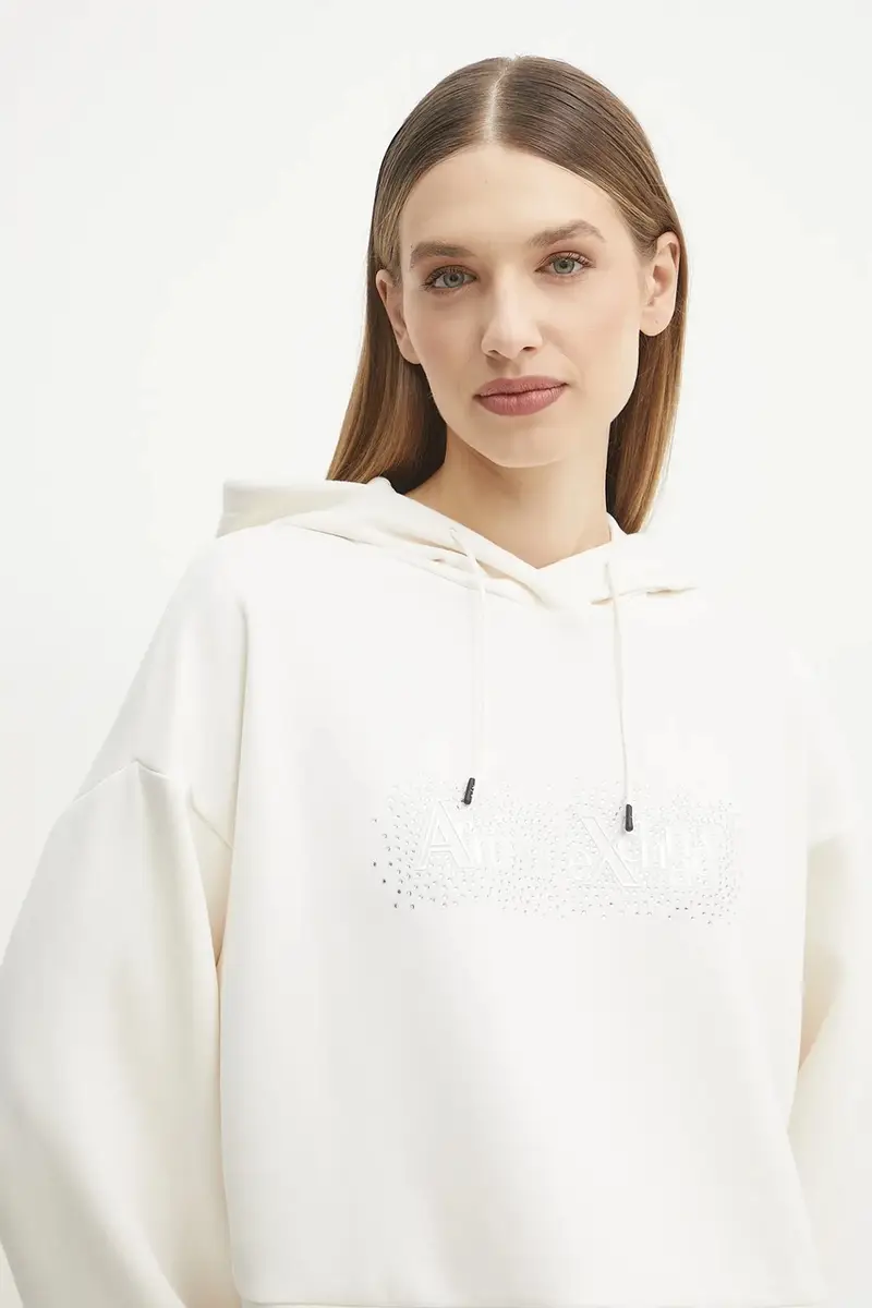 felpa donna colore beige con cappuccio XW000094 AF10804 miniatura 4