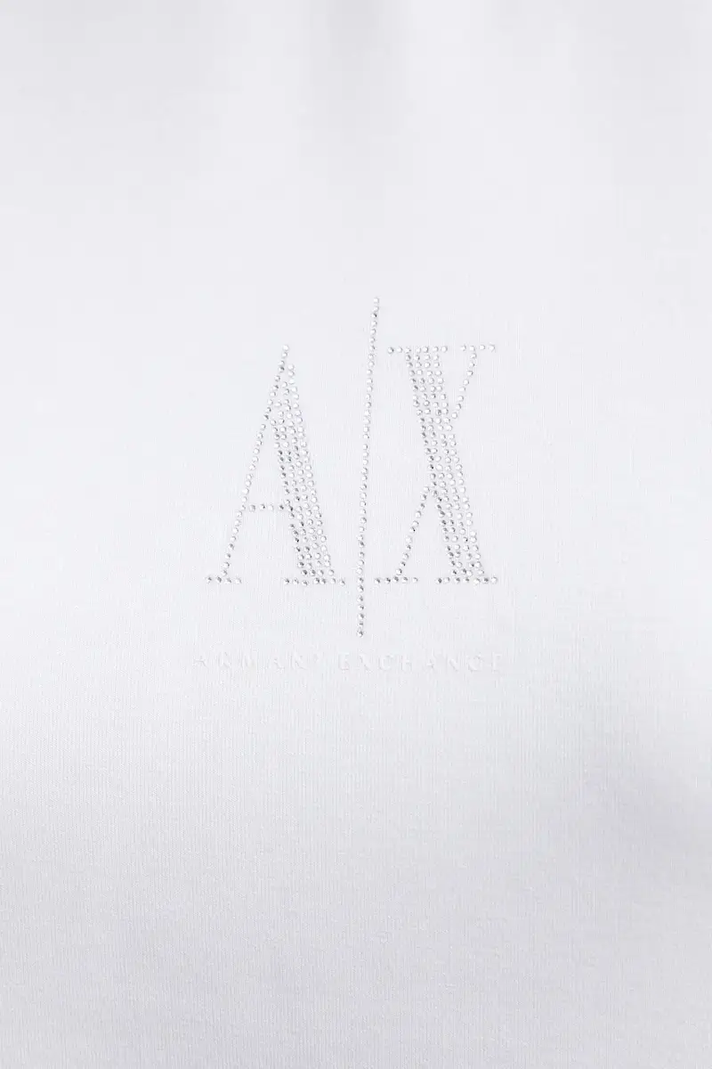 felpa donna colore nero con applicazione XW000826 AF13397 Bianco miniatura 4