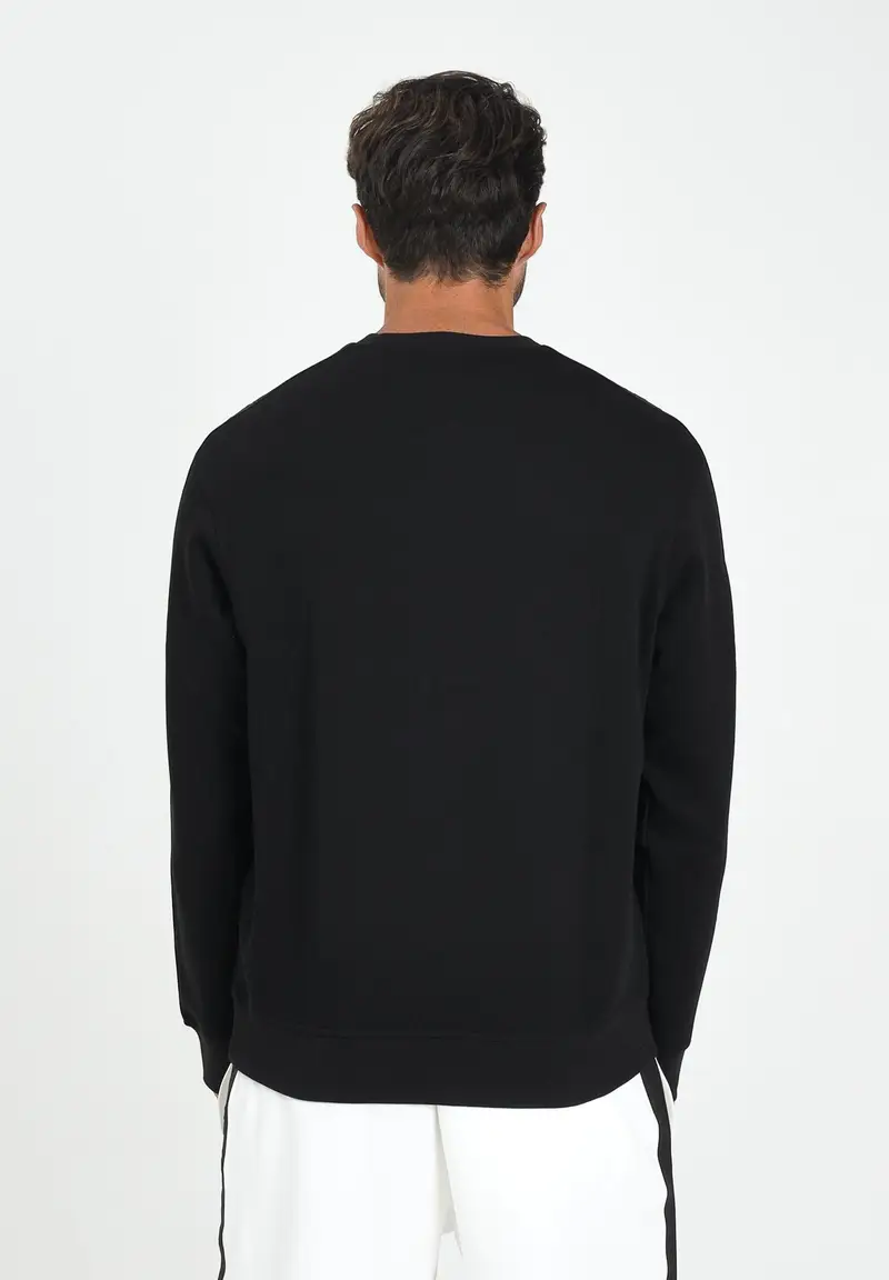 ARMANI EXCHANGE Felpa girocollo nera da uomo impreziosita da bande laterali logate miniatura 3