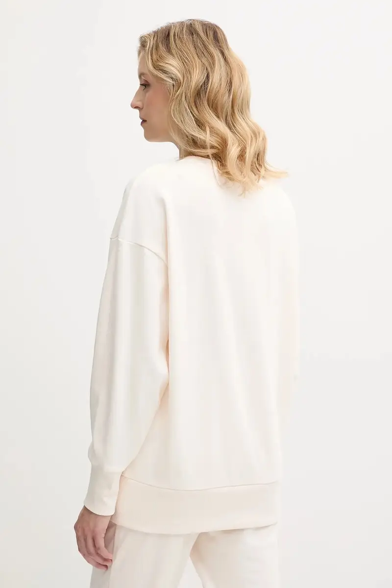 felpa in cotone colore beige con applicazione XW000495 AF12739 miniatura 3