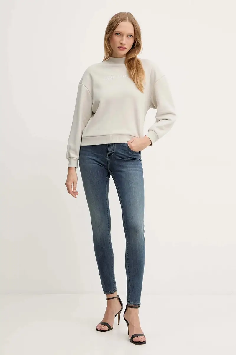 felpa in cotone donna colore beige XW000787 AF16141 miniatura 2