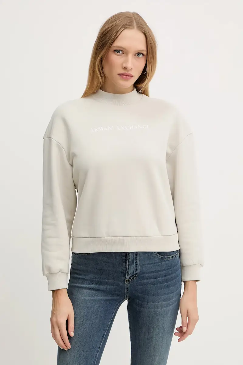 felpa in cotone donna colore beige XW000787 AF16141