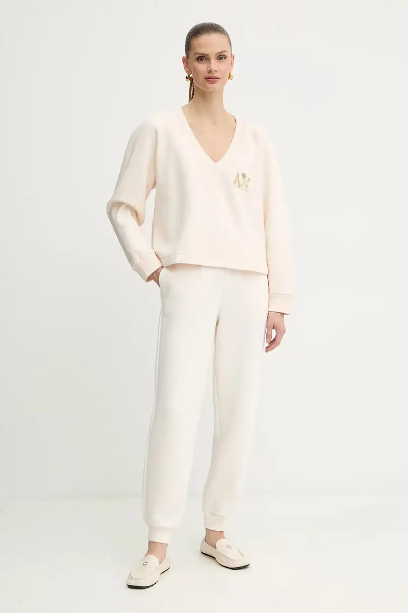 felpa in cotone donna colore beige XW001461 AF16192 miniatura 2