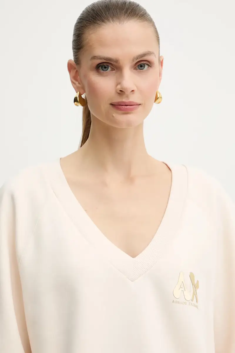 felpa in cotone donna colore beige XW001461 AF16192 miniatura 4