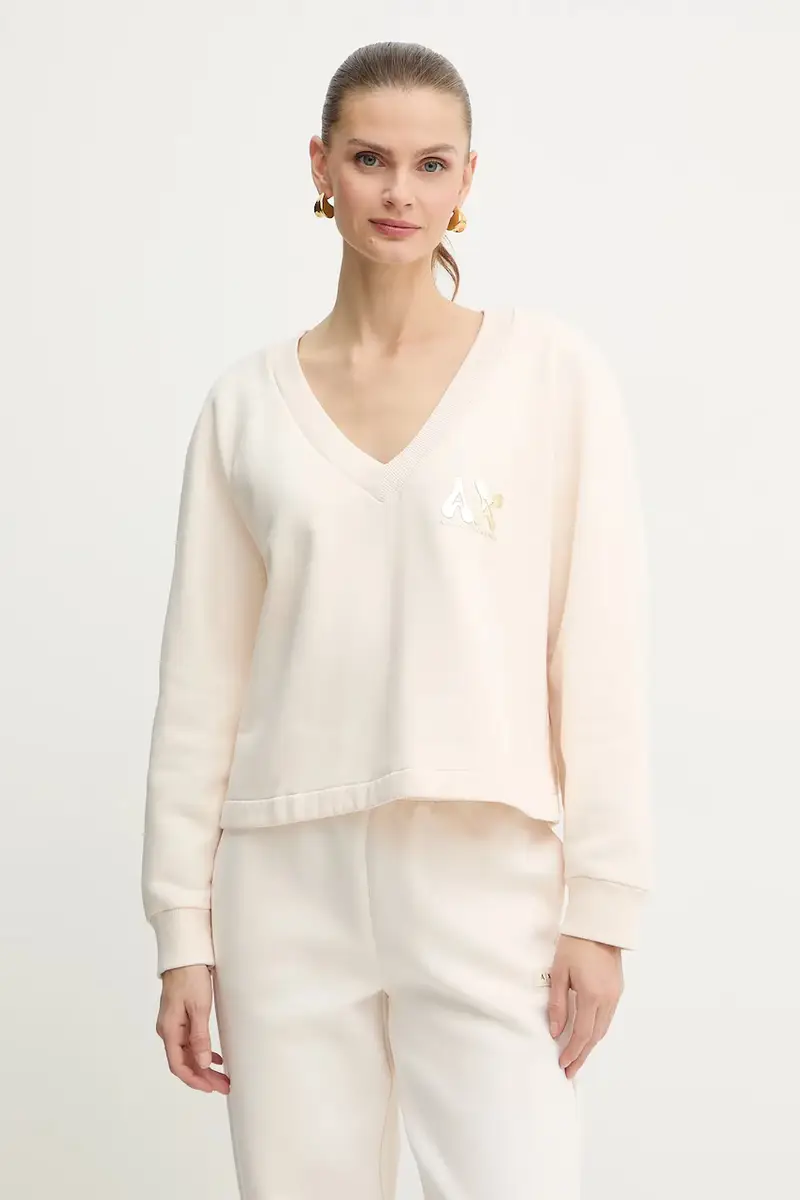 felpa in cotone donna colore beige XW001461 AF16192