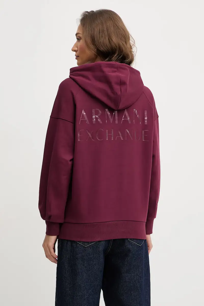 felpa in cotone donna colore granata con cappuccio XW000748 AF16114 miniatura 3