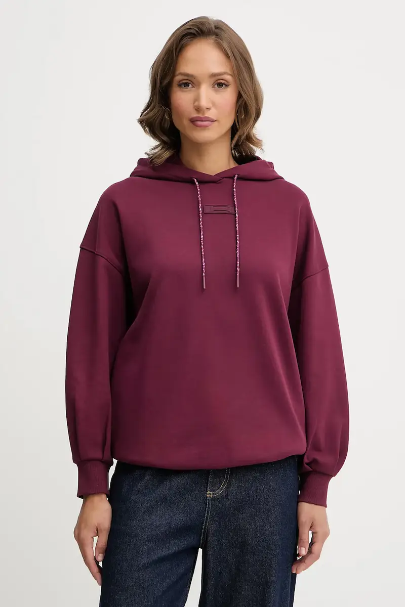 felpa in cotone donna colore granata con cappuccio XW000748 AF16114