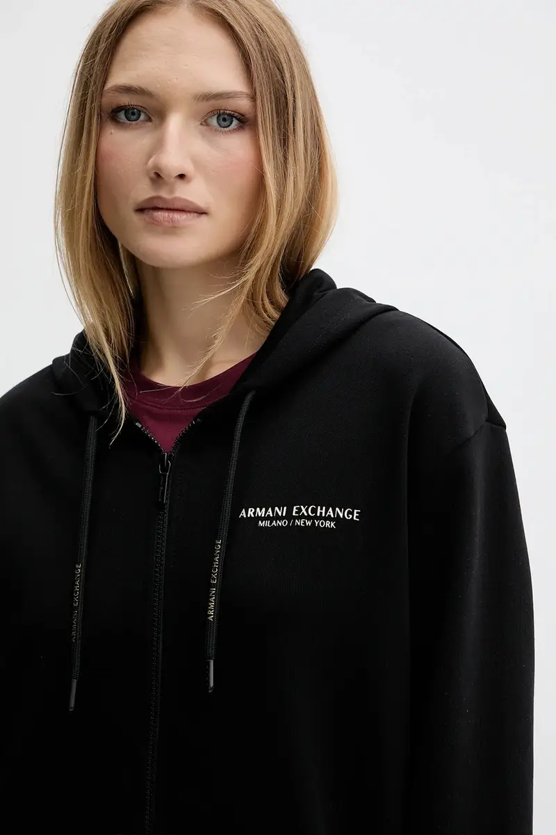 felpa in cotone donna colore nero con cappuccio XW001452 AF10830 miniatura 4