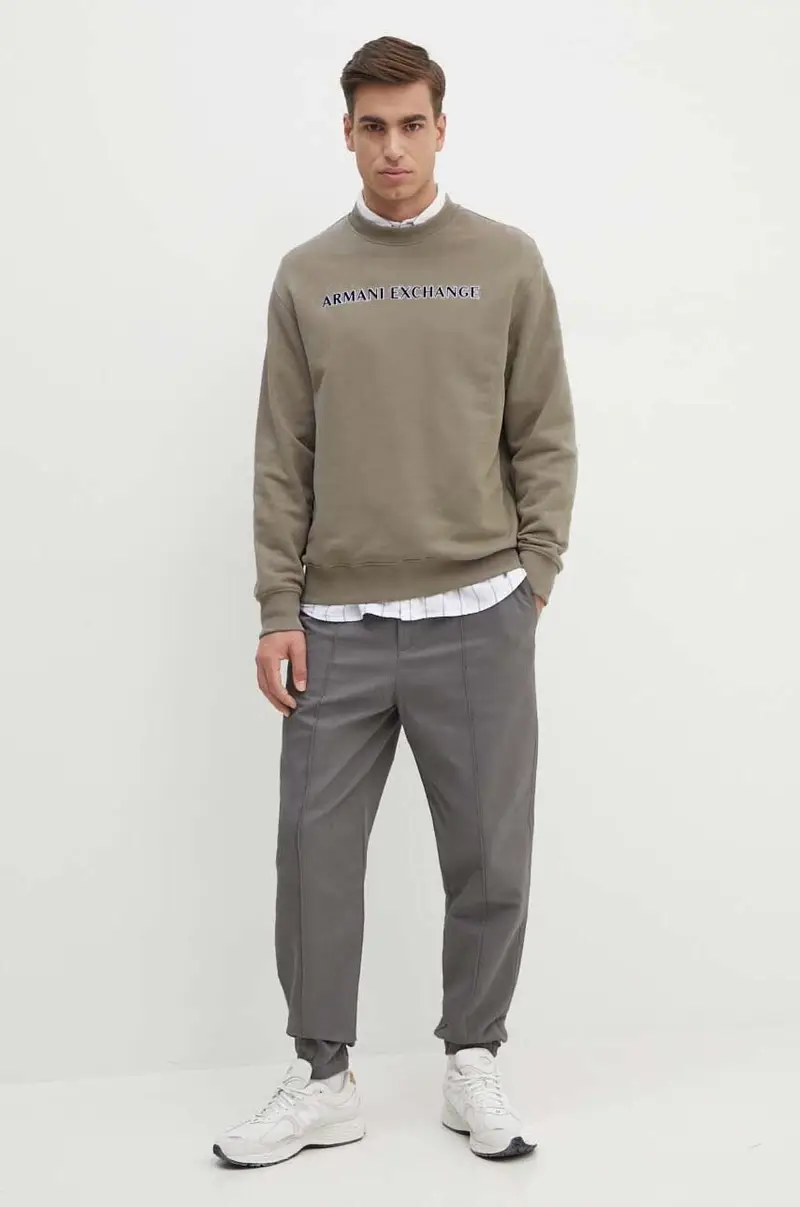 felpa in cotone uomo colore beige con applicazione 6DZMBA ZJADZ miniatura 2