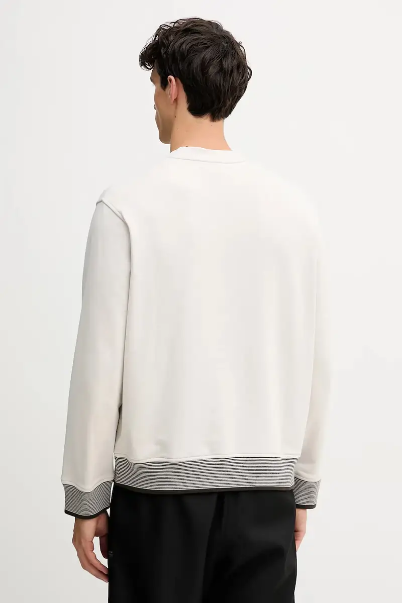 felpa in cotone uomo colore beige con applicazione XM001040 AF10830 miniatura 3