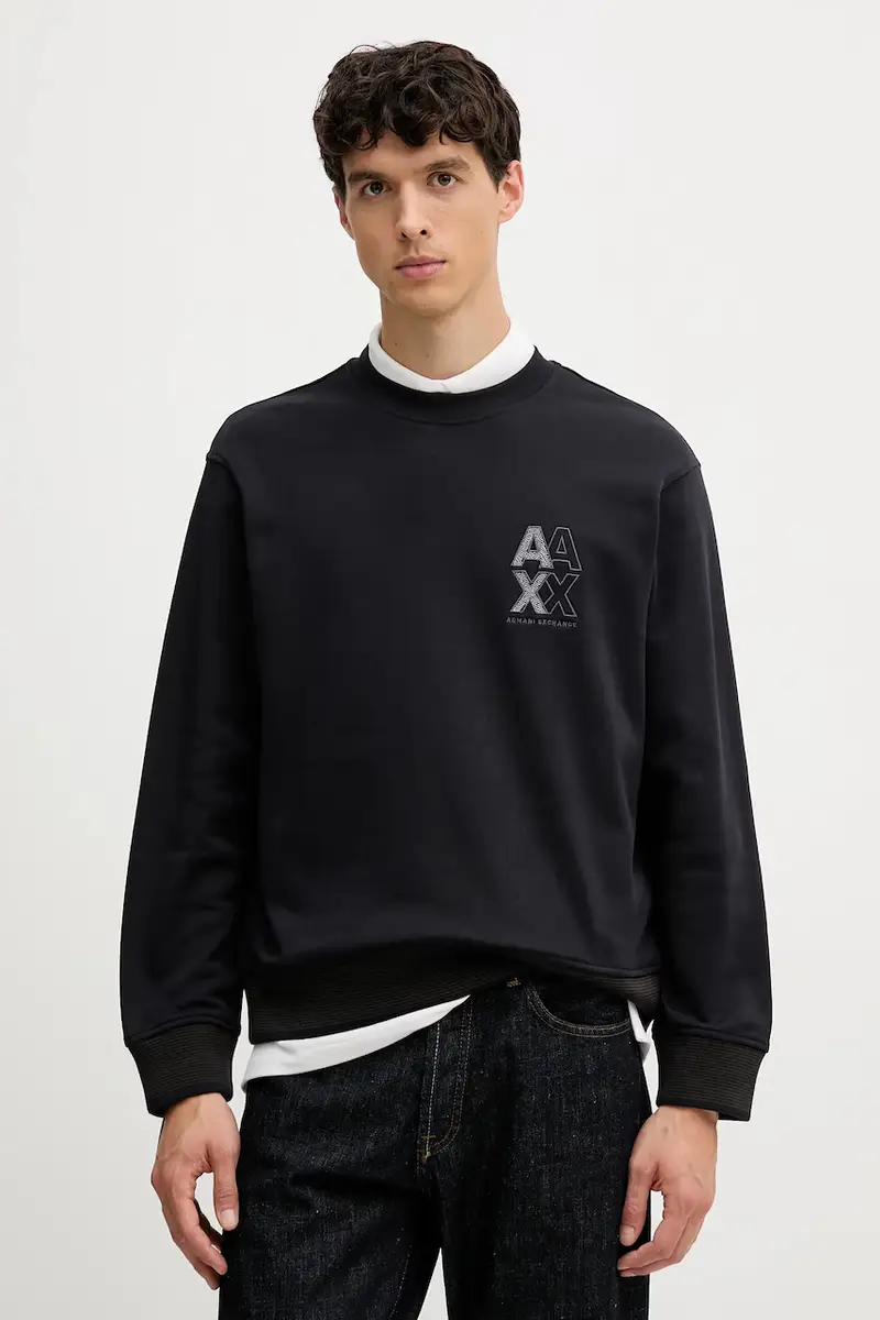 felpa in cotone uomo colore blu navy con applicazione XM001040 AF10830