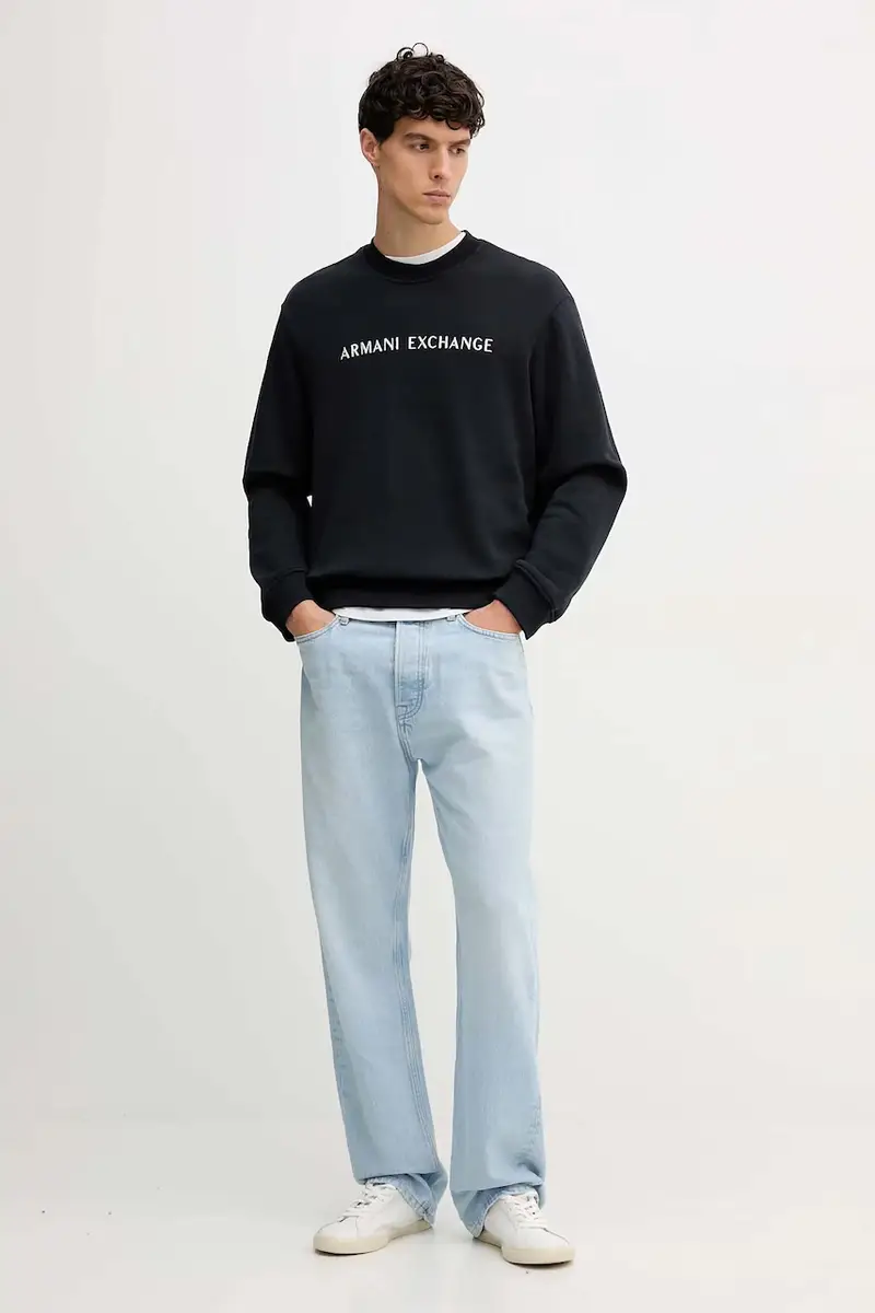 felpa in cotone uomo colore blu navy con applicazione XM001418 AF16434 miniatura 2