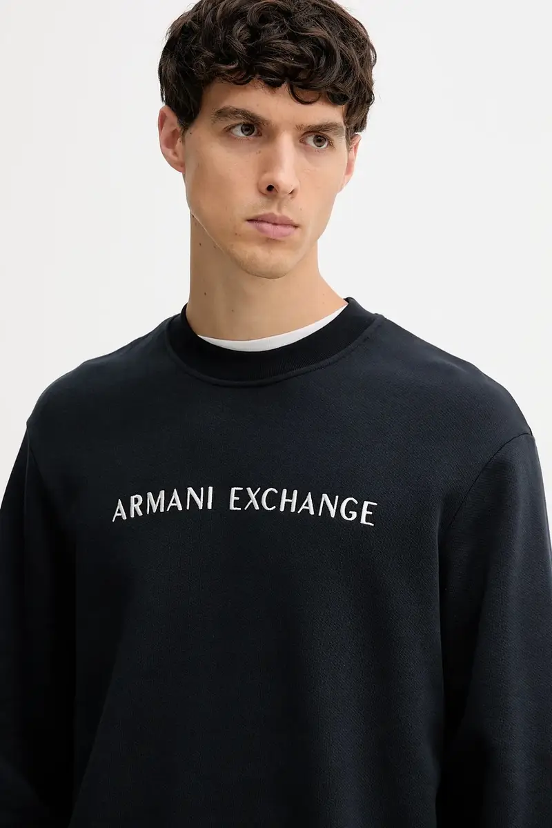 felpa in cotone uomo colore blu navy con applicazione XM001418 AF16434 miniatura 4