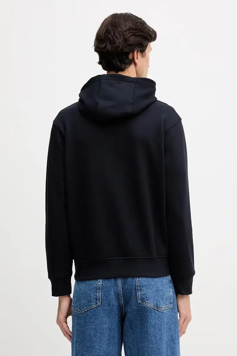 felpa in cotone uomo colore blu navy con cappuccio con applicazione XM001294 AF20934 miniatura 3