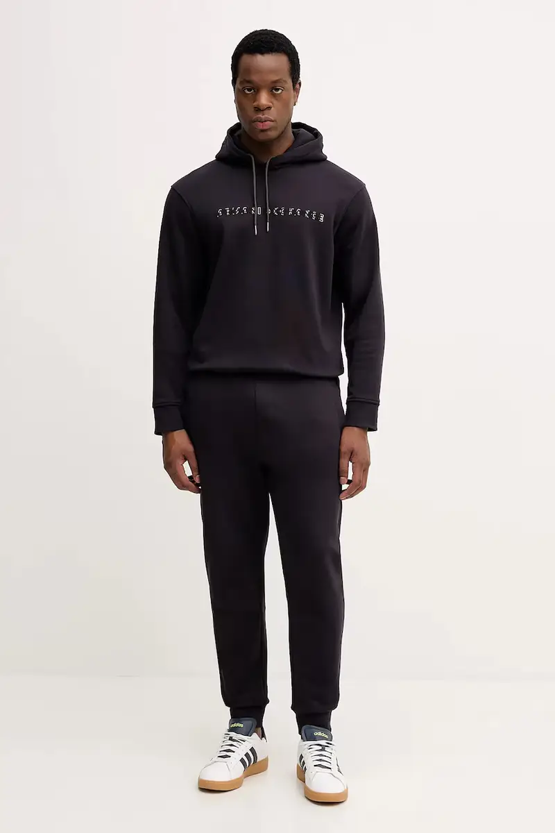 felpa in cotone uomo colore blu navy con cappuccio XM001380 AF10830 miniatura 2