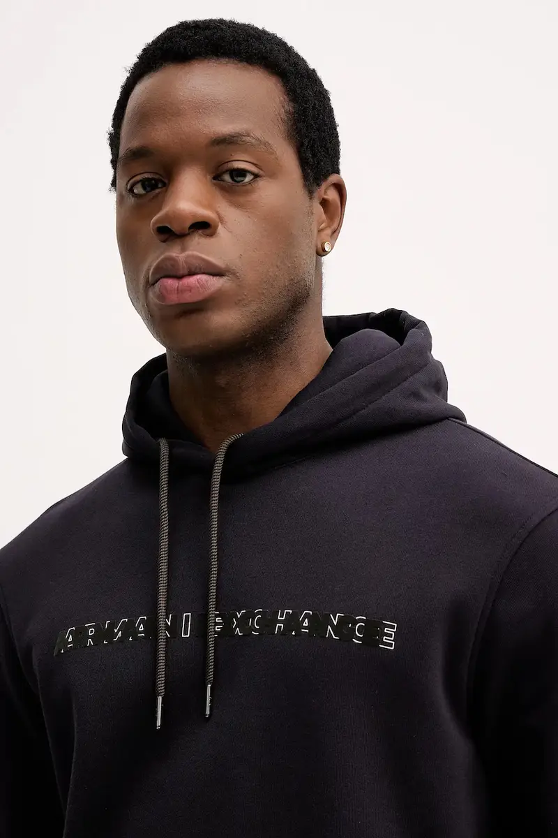 felpa in cotone uomo colore blu navy con cappuccio XM001380 AF10830 miniatura 4