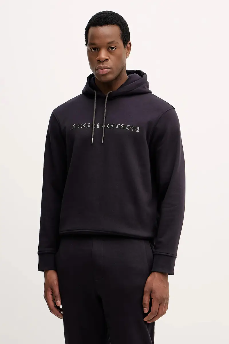 felpa in cotone uomo colore blu navy con cappuccio XM001380 AF10830