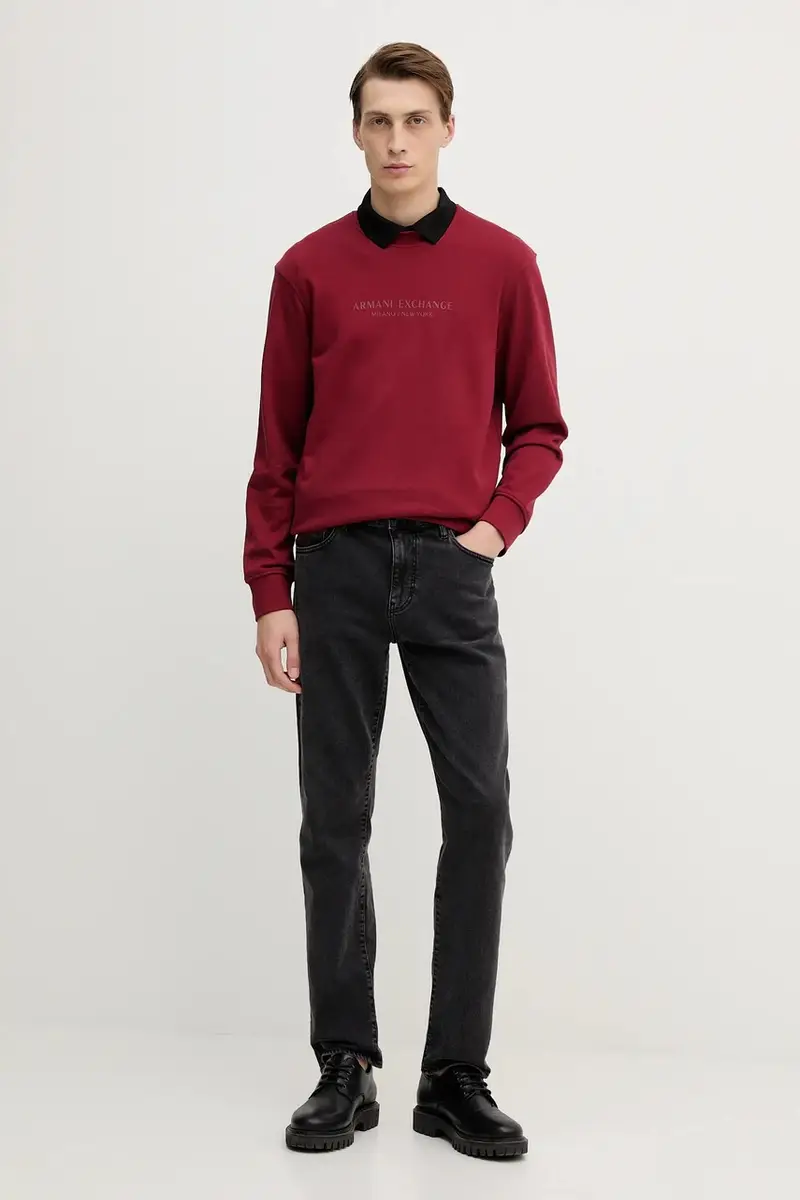 felpa in cotone uomo colore granata con applicazione XM001284 AF20934 miniatura 2