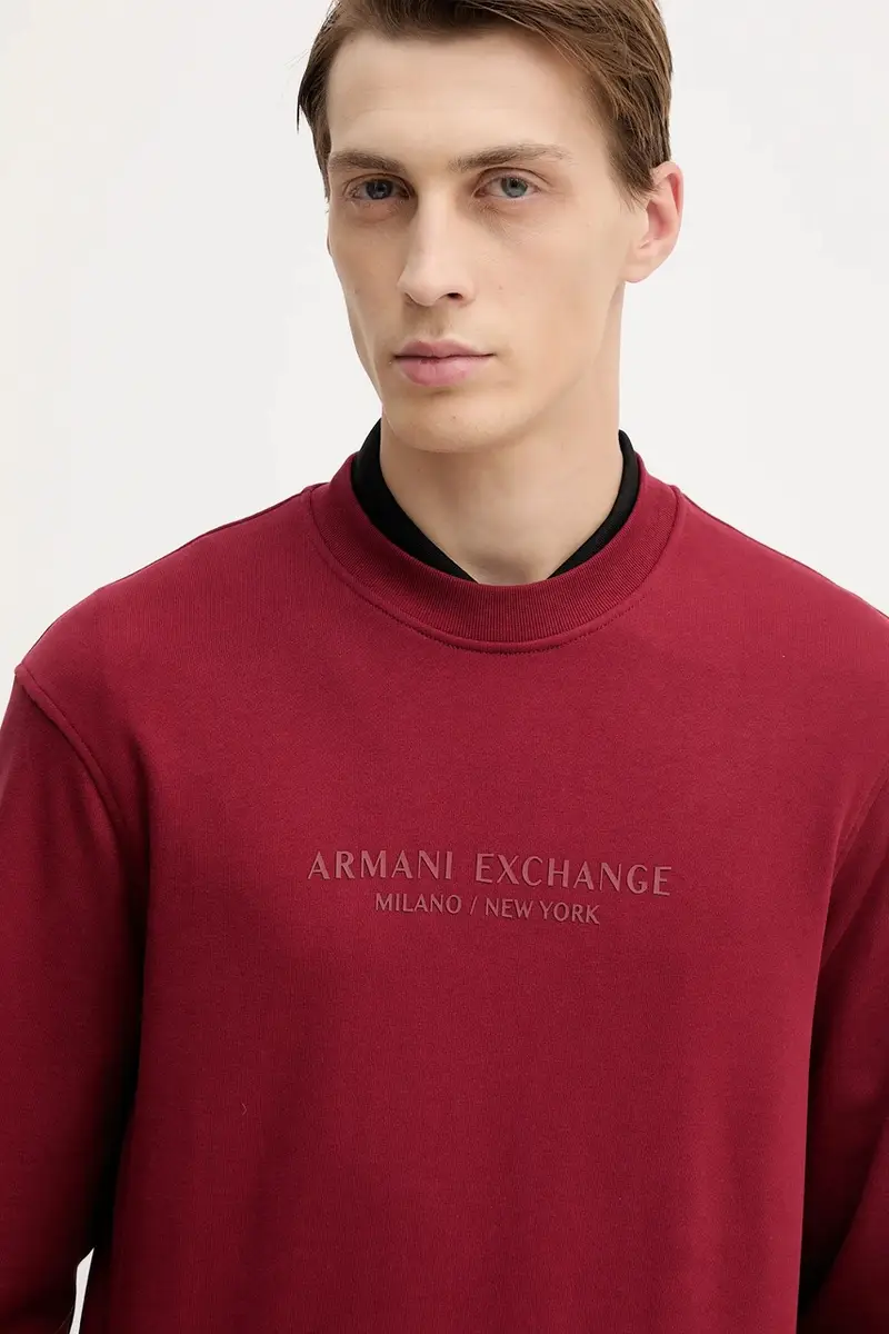 felpa in cotone uomo colore granata con applicazione XM001284 AF20934 miniatura 4