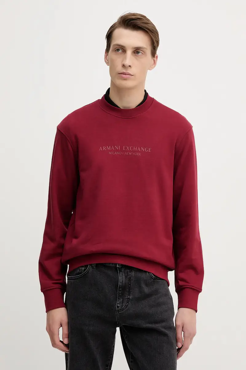 felpa in cotone uomo colore granata con applicazione XM001284 AF20934