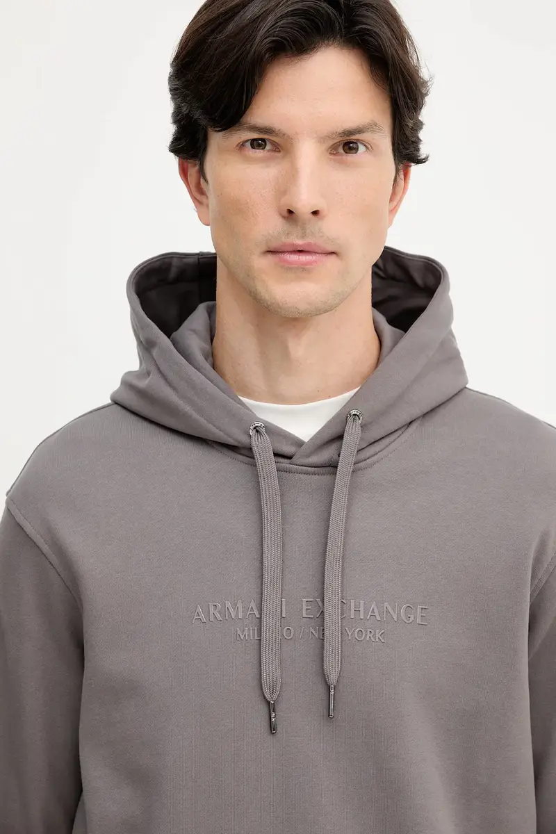 felpa in cotone uomo colore grigio con cappuccio XM001294 AF20934 miniatura 4