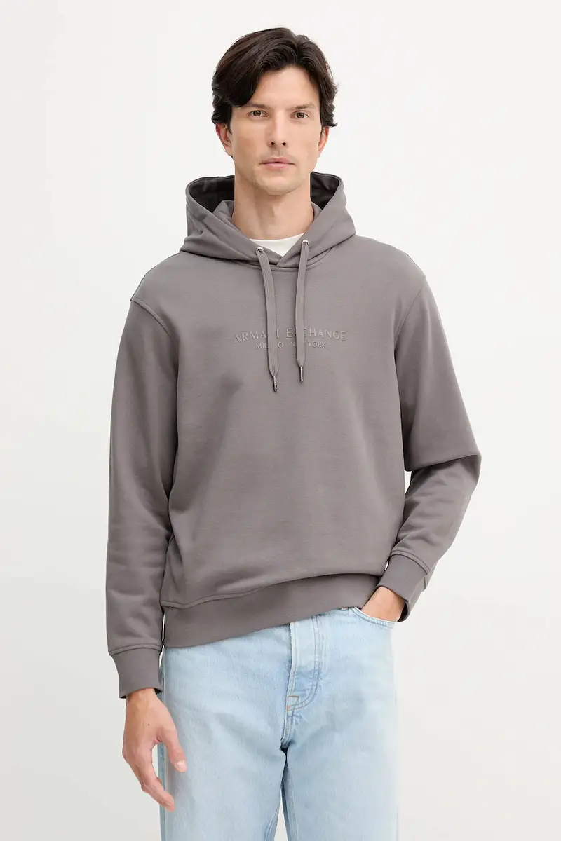 felpa in cotone uomo colore grigio con cappuccio XM001294 AF20934