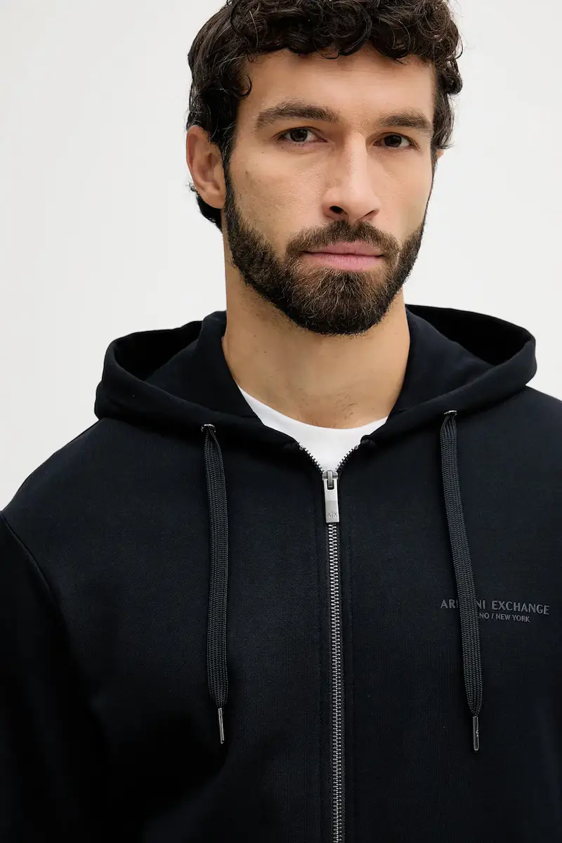 felpa in cotone uomo colore nero con cappuccio XM001293 AF20934 Blu navy miniatura 4