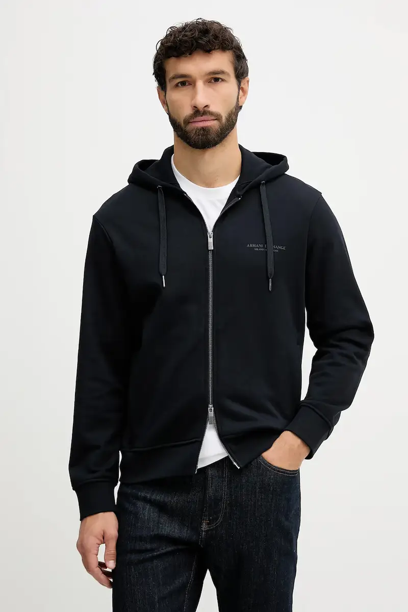 felpa in cotone uomo colore nero con cappuccio XM001293 AF20934 Blu navy