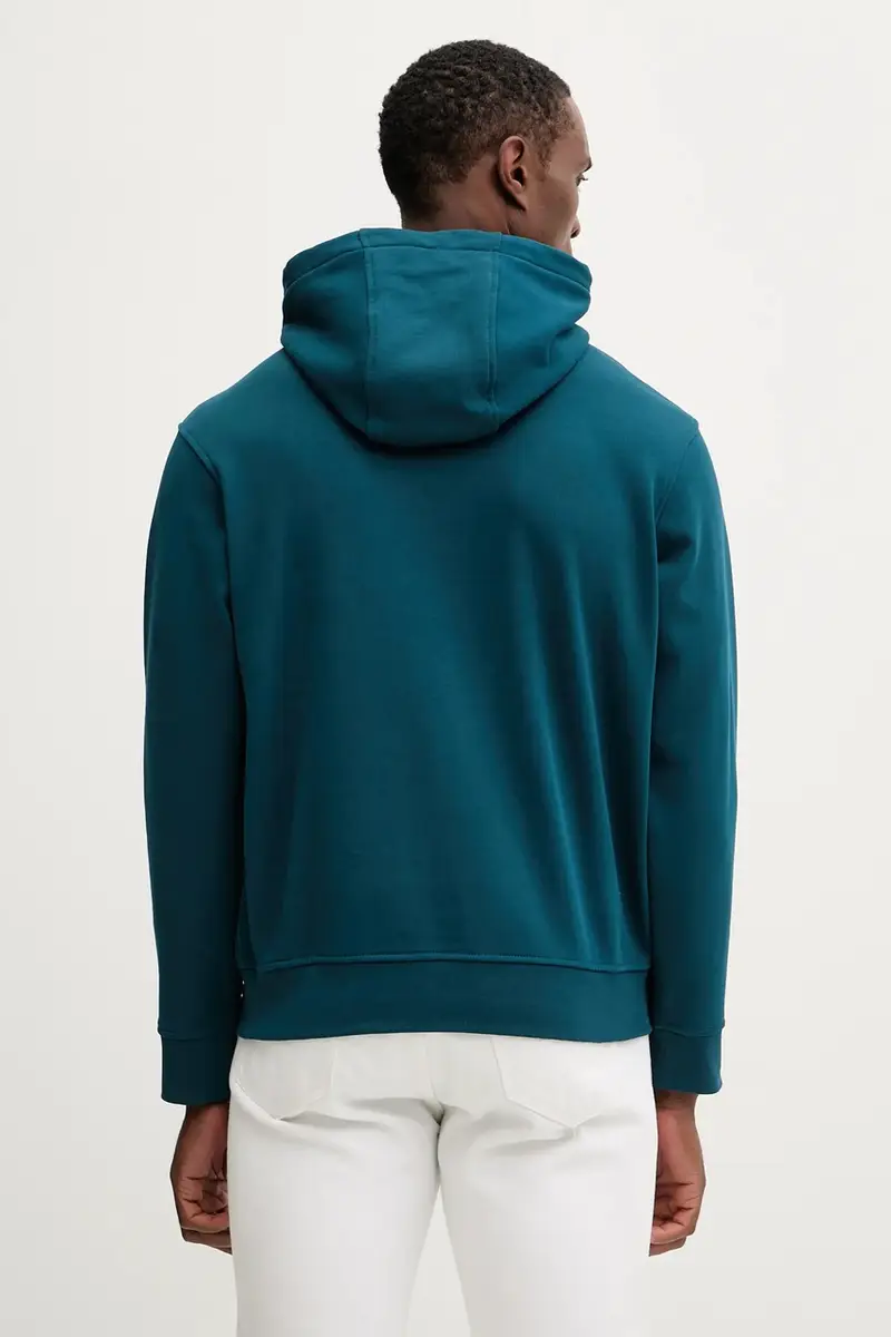 felpa in cotone uomo con cappuccio XM001380 AF10830 Turchese miniatura 3