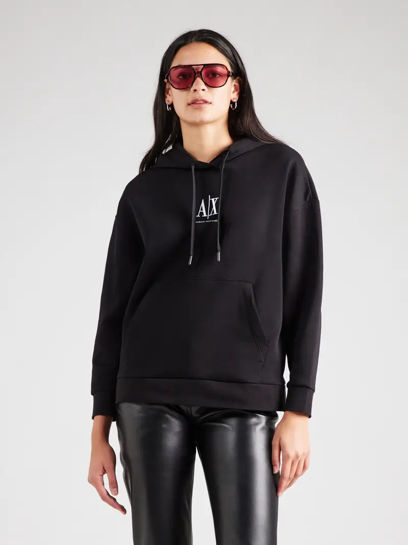 ARMANI EXCHANGE Felpa nero / bianco miniatura 2