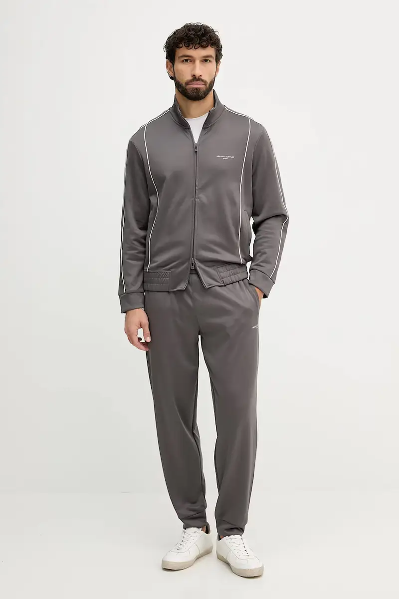 felpa uomo colore grigio con applicazione XM001357 AF16278 miniatura 2